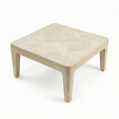 Salontafel 60cm Massief Mangohout white wash - Vierkante Woonkamertafel