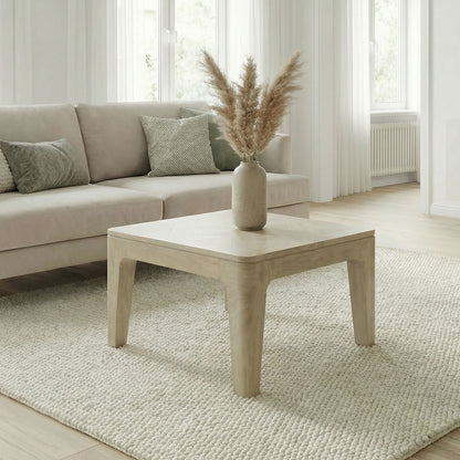 Salontafel 60cm Massief Mangohout white wash - Vierkante Woonkamertafel