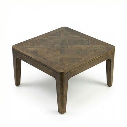 Salontafel 60cm Massief Hout Mango Walnoot Afwerking - Vierkante Woonkamertafel