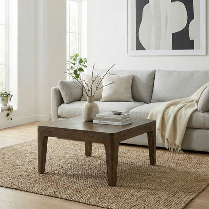 Salontafel 60cm Massief Hout Mango Walnoot Afwerking - Vierkante Woonkamertafel