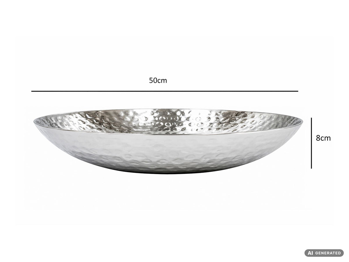 Fruitschaal Rond Zilver Schaal Metaal 50cm Tafeldecoratie