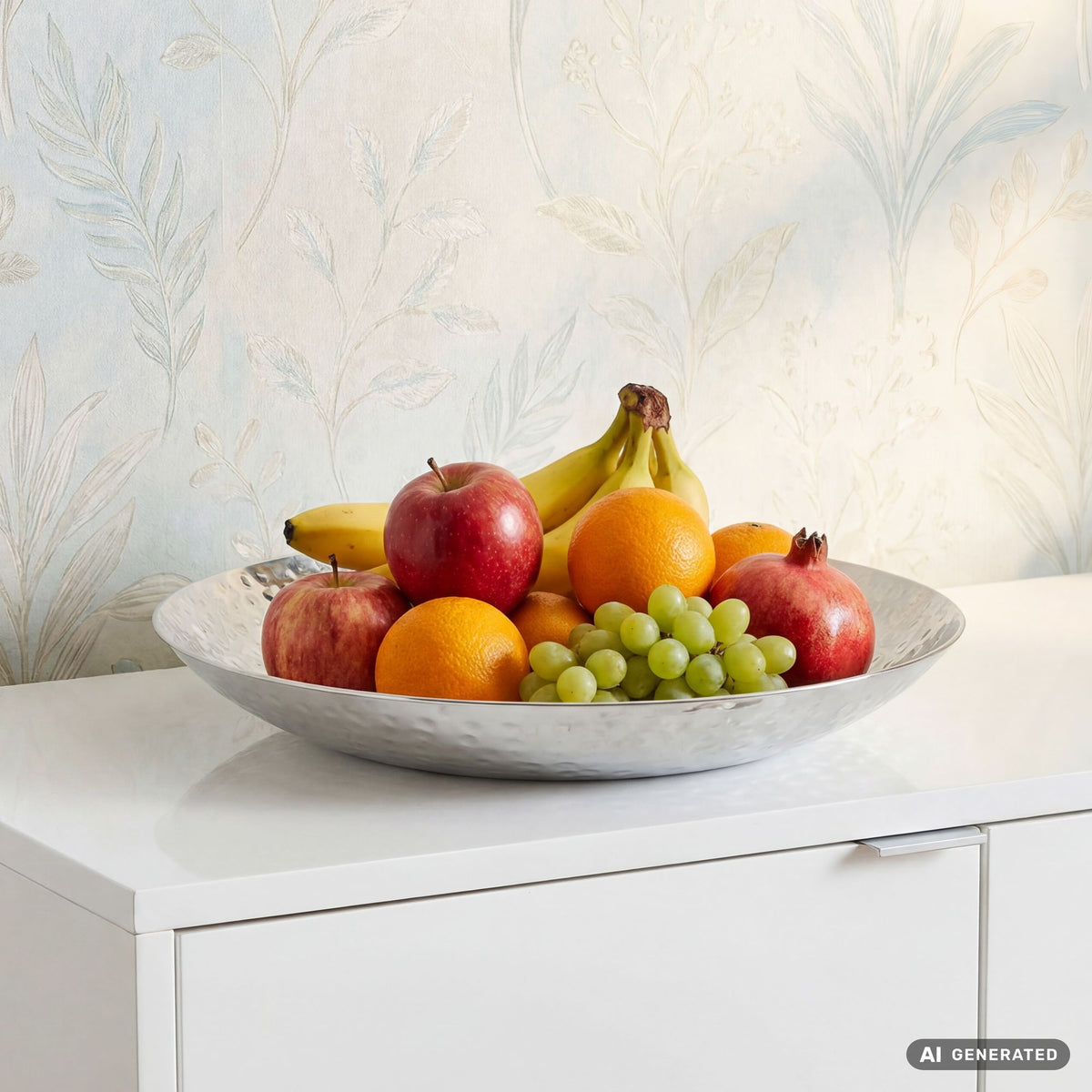 Fruitschaal Rond Zilver Schaal Metaal 50cm Tafeldecoratie