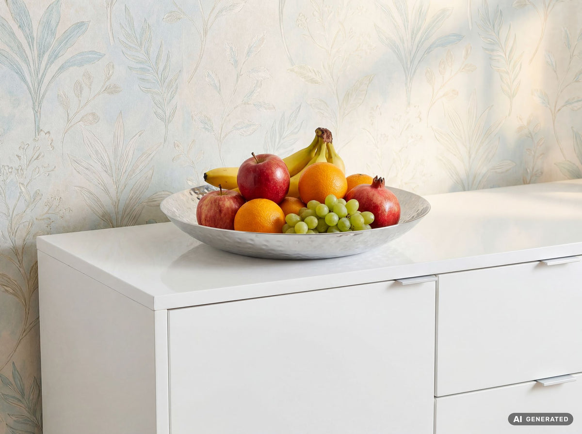 Fruitschaal Rond Zilver Schaal Metaal 50cm Tafeldecoratie