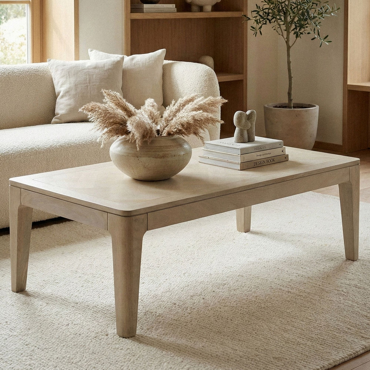 Salontafel 120 x 60 cm Massief Mango Hout white wash