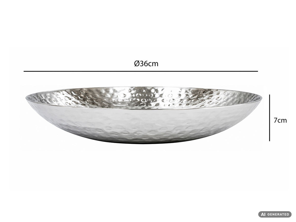 Fruitschaal Rond Zilver Schaal Metaal 36cm Tafeldecoratie