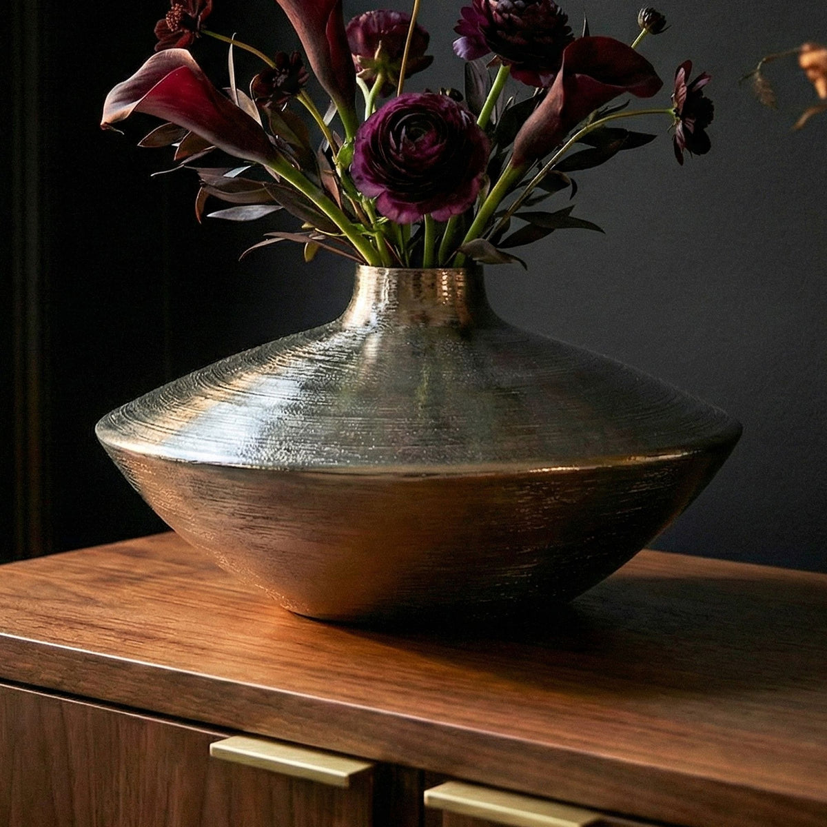 Tafelvaas Aluminium 35cm Zilver - Decoratieve vaas rond