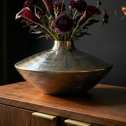 Tafelvaas Aluminium 35cm Zilver - Decoratieve vaas rond