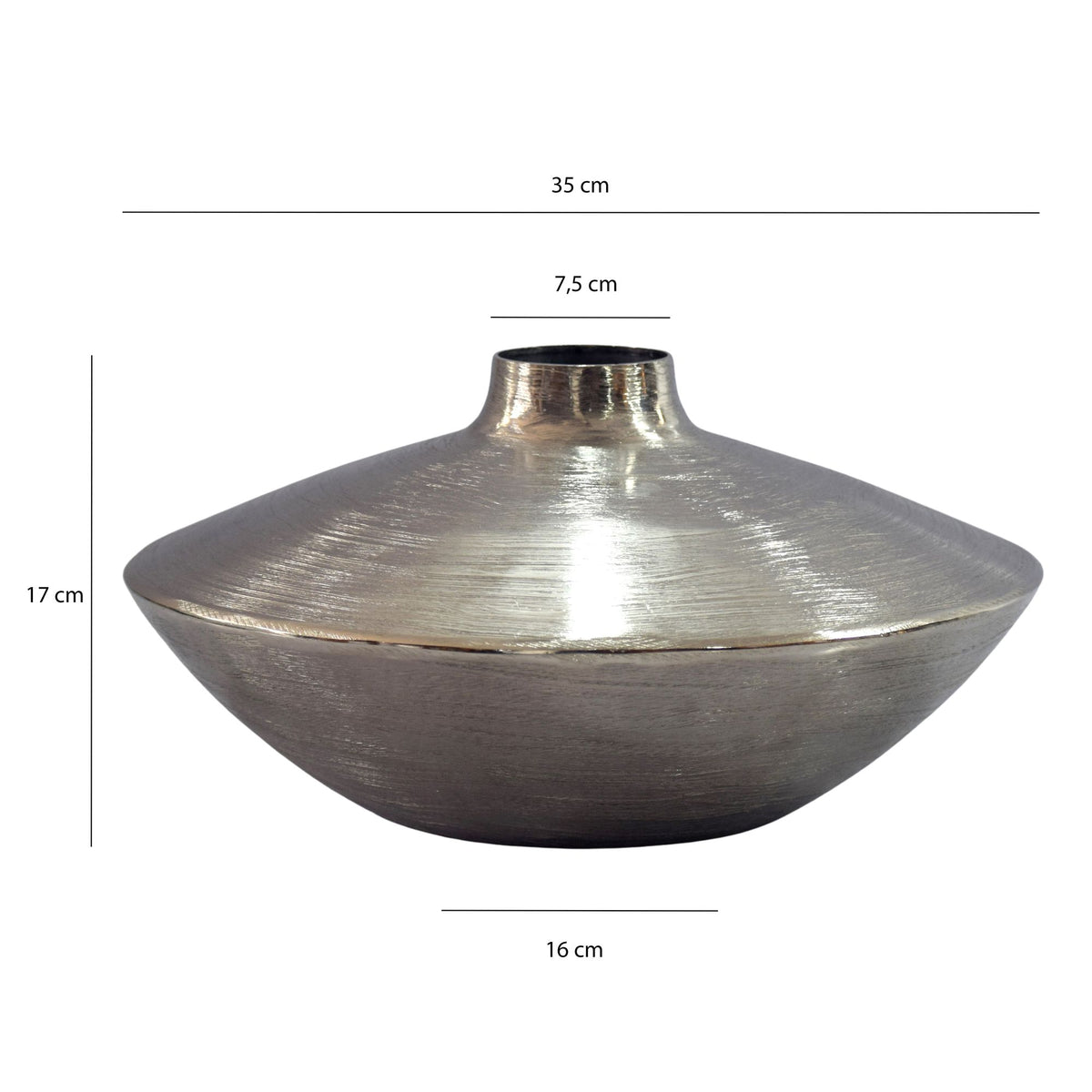 Tafelvaas Aluminium 35cm Zilver - Decoratieve vaas rond