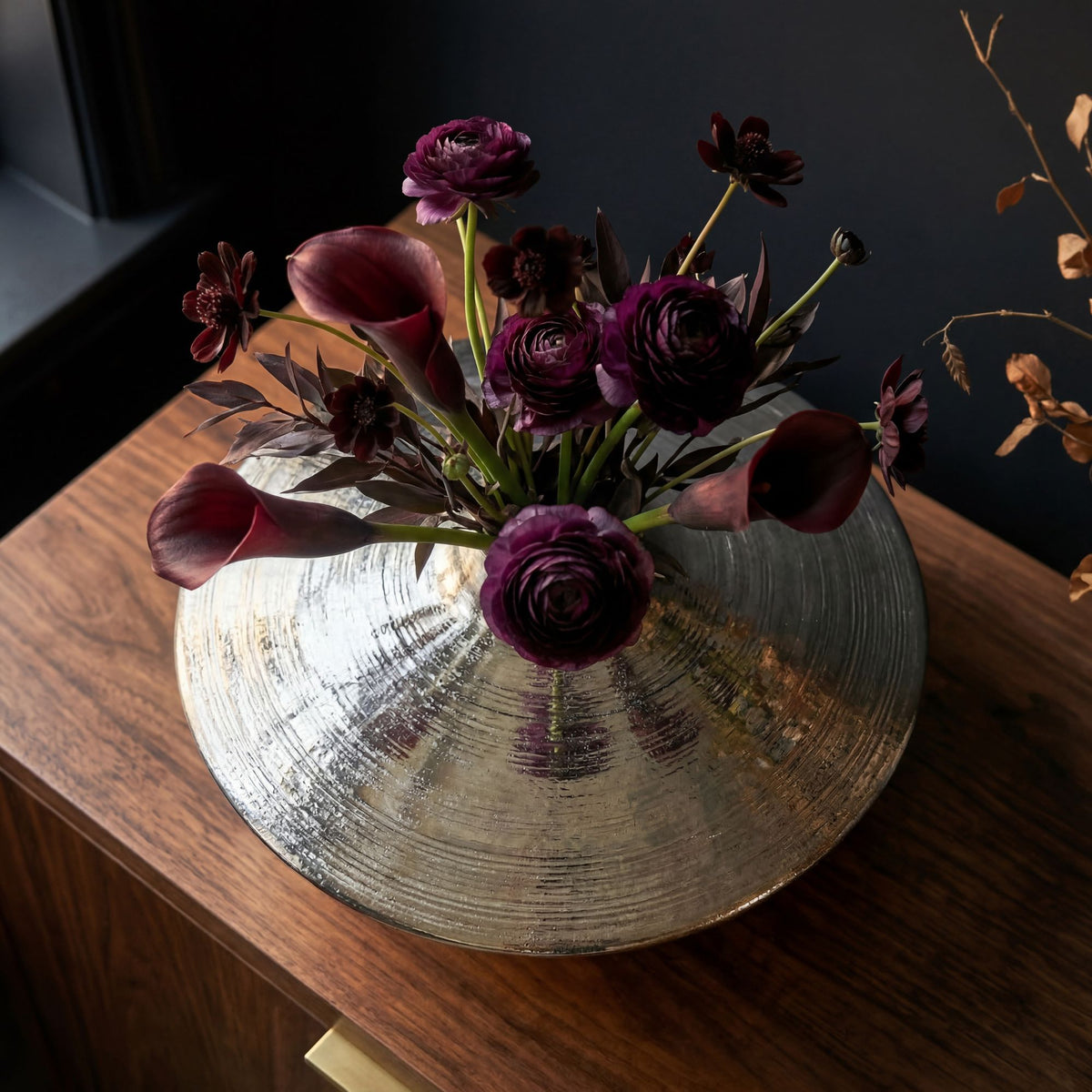 Tafelvaas Aluminium 35cm Zilver - Decoratieve vaas rond