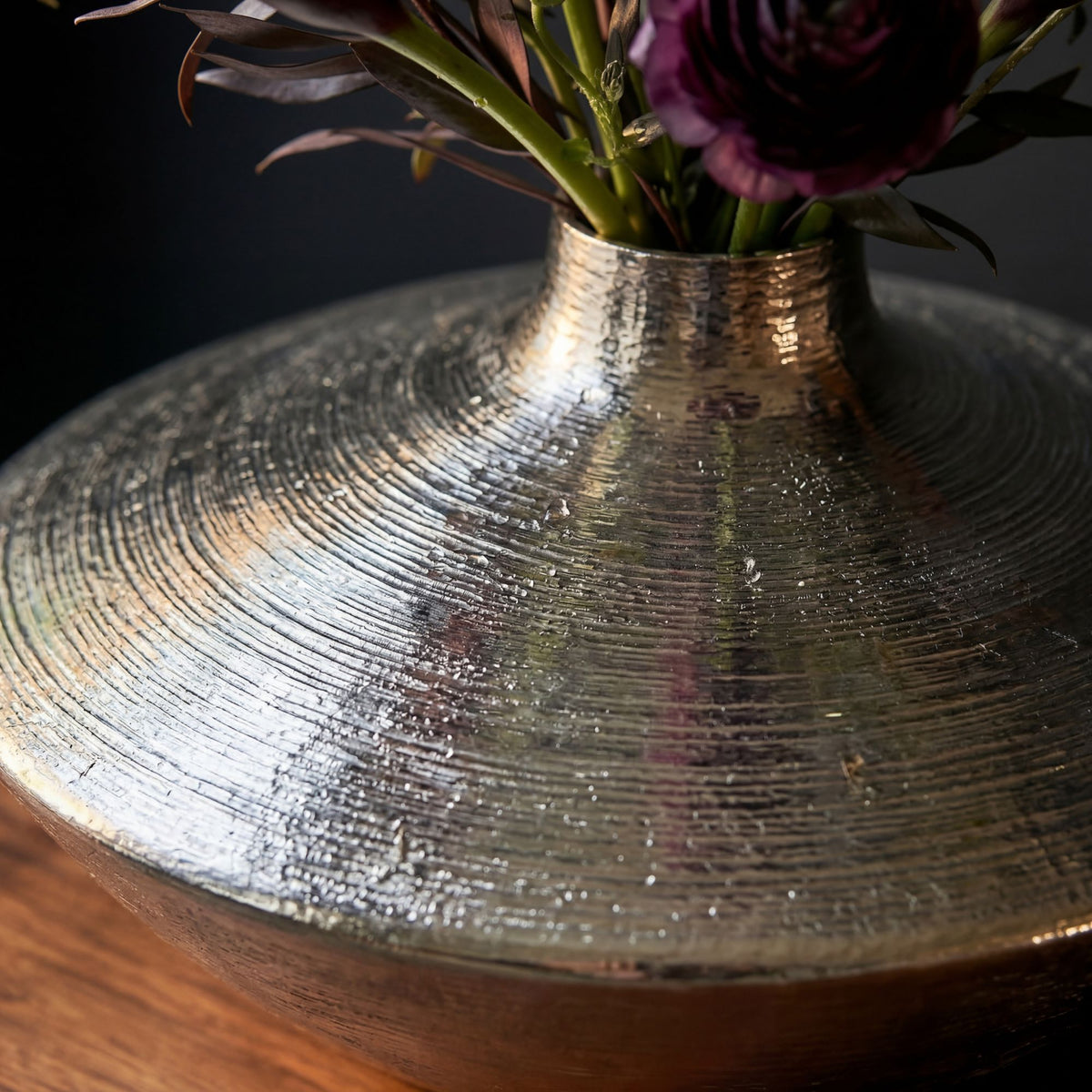 Tafelvaas Aluminium 35cm Zilver - Decoratieve vaas rond
