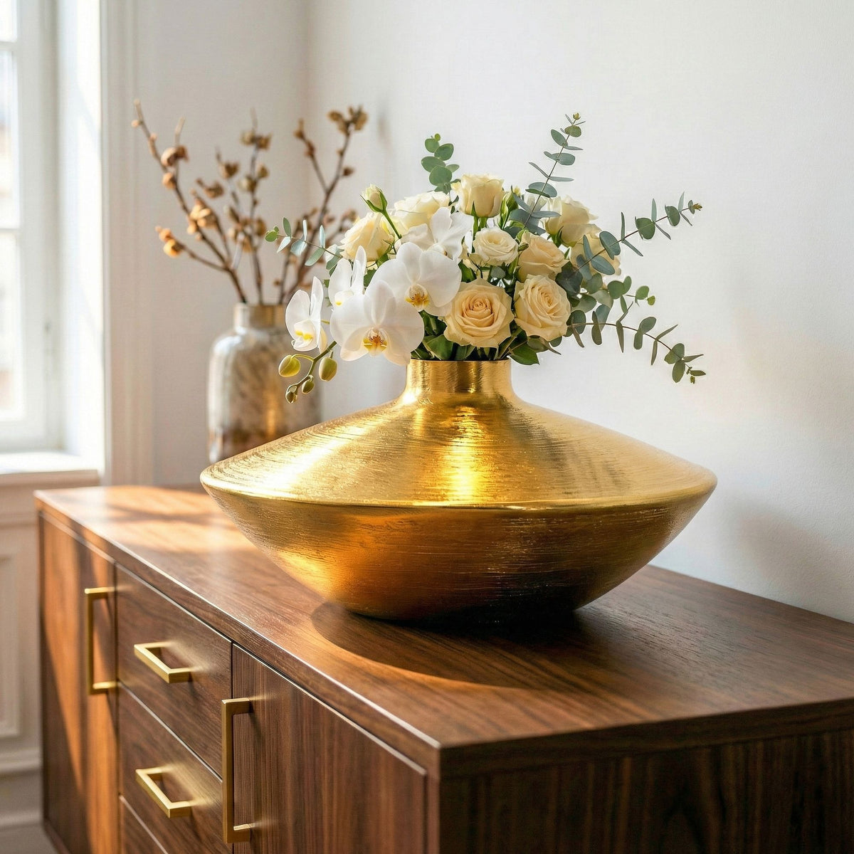 Tafelvaas Aluminium 35cm Goud - Decoratieve vaas rond