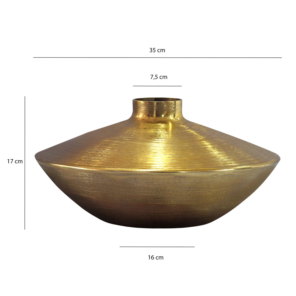Tafelvaas Aluminium 35cm Goud - Decoratieve vaas rond