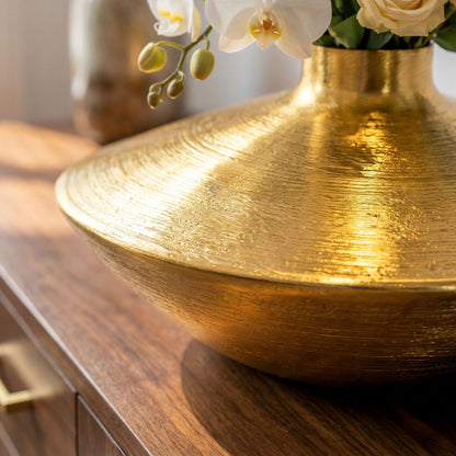 Tafelvaas Aluminium 35cm Goud - Decoratieve vaas rond