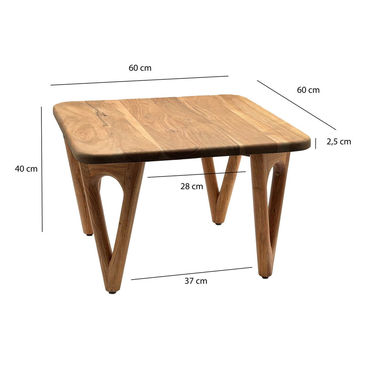 Salontafel Acacia Massief Hout 60cm - Vierkante