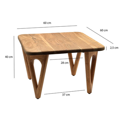 Salontafel Acacia Massief Hout 60cm - Vierkante