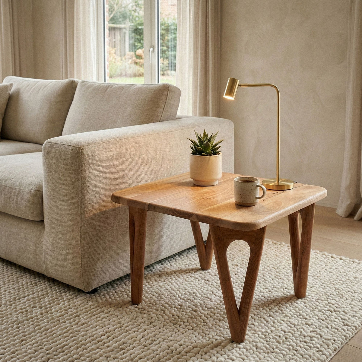 Salontafel Acacia Massief Hout 60cm - Vierkante