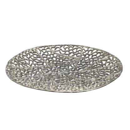 Decoratieve Schaal Rond Zilver Metaal 44cm Tafeldecoratie
