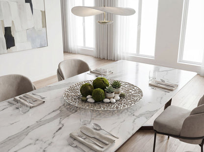 Decoratieve Schaal Rond Zilver Metaal 44cm Tafeldecoratie