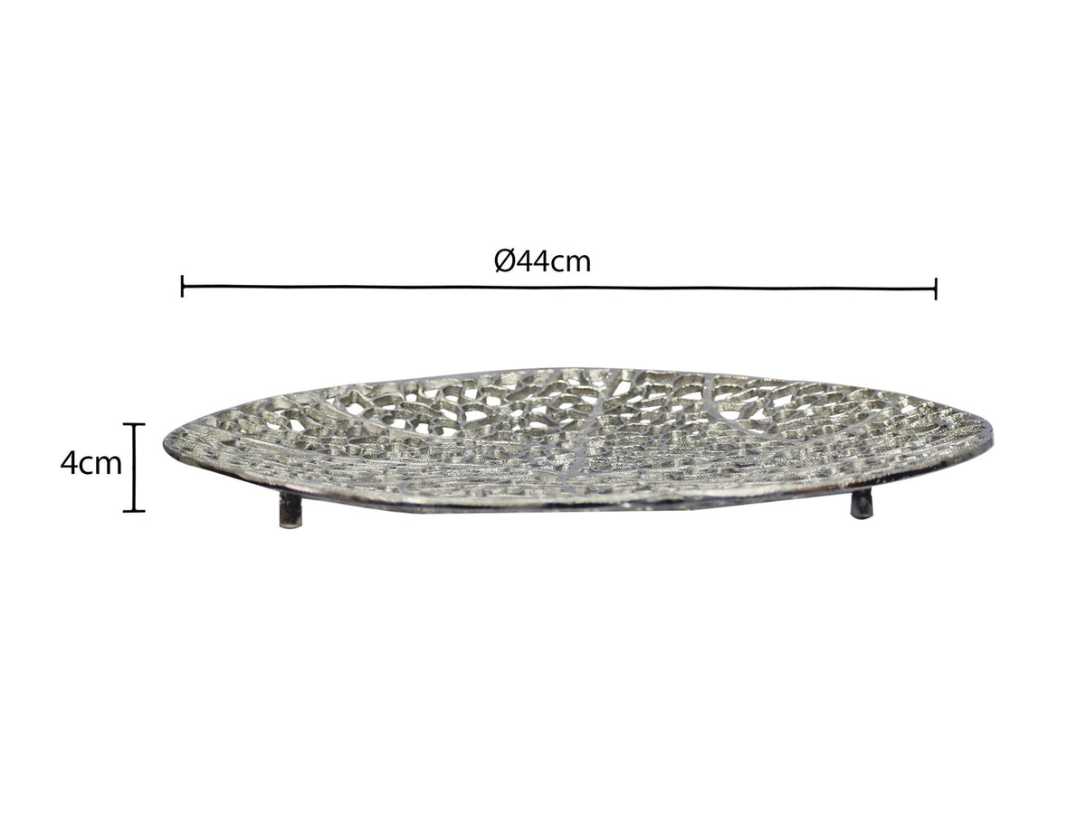 Decoratieve Schaal Rond Zilver Metaal 44cm Tafeldecoratie