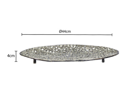 Decoratieve Schaal Rond Zilver Metaal 44cm Tafeldecoratie