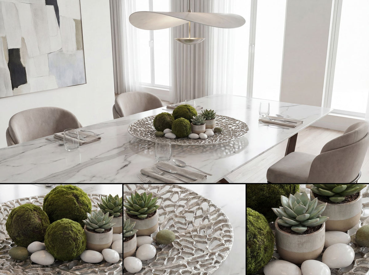 Decoratieve Schaal Rond Zilver Metaal 44cm Tafeldecoratie