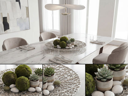 Decoratieve Schaal Rond Zilver Metaal 44cm Tafeldecoratie