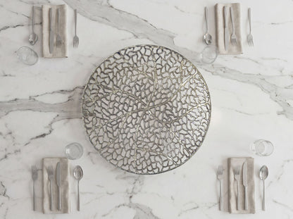 Decoratieve Schaal Rond Zilver Metaal 44cm Tafeldecoratie