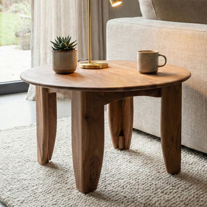 Salontafel Rond 60cm Woonkamertafel Acacia Massief Hout
