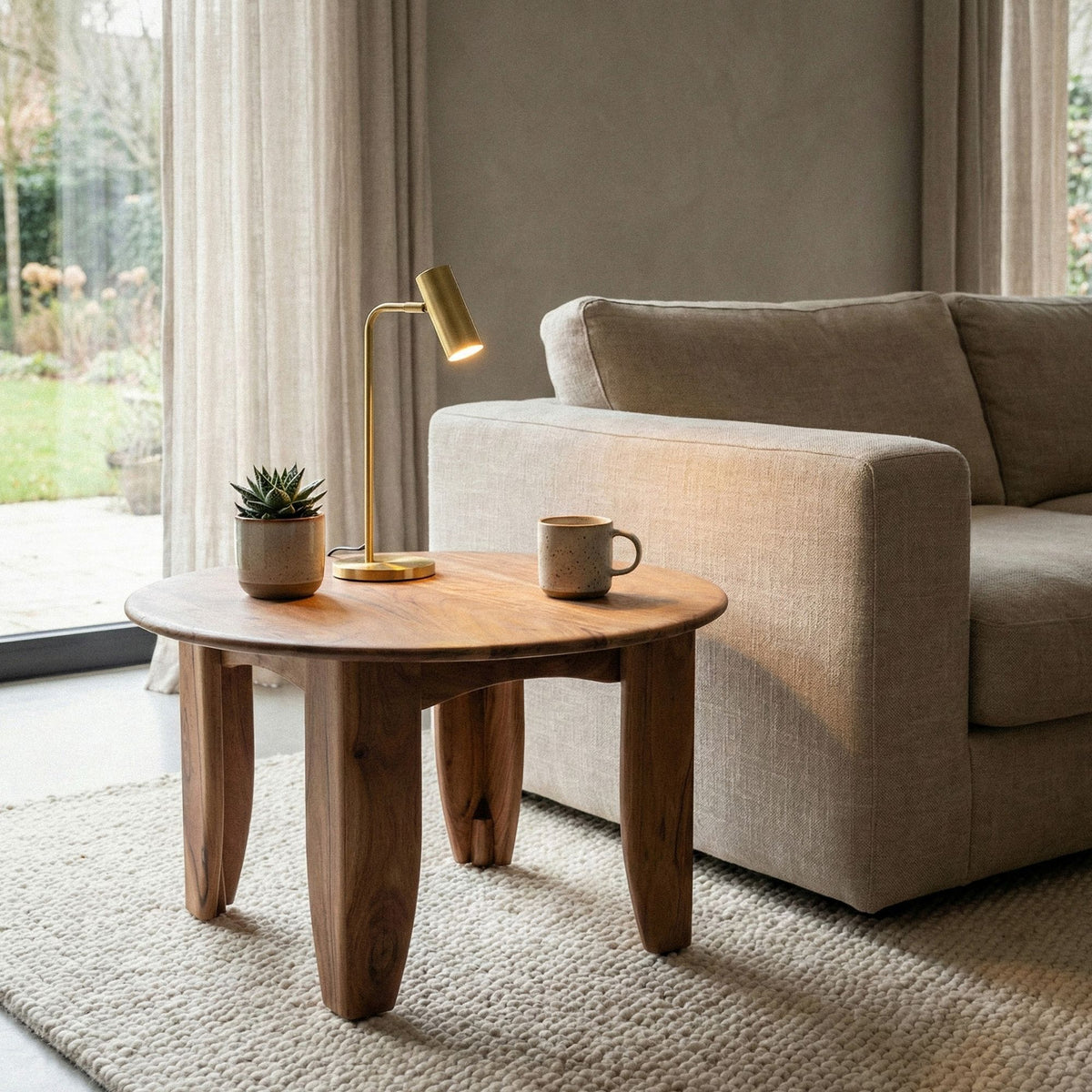 Salontafel Rond 60cm Woonkamertafel Acacia Massief Hout