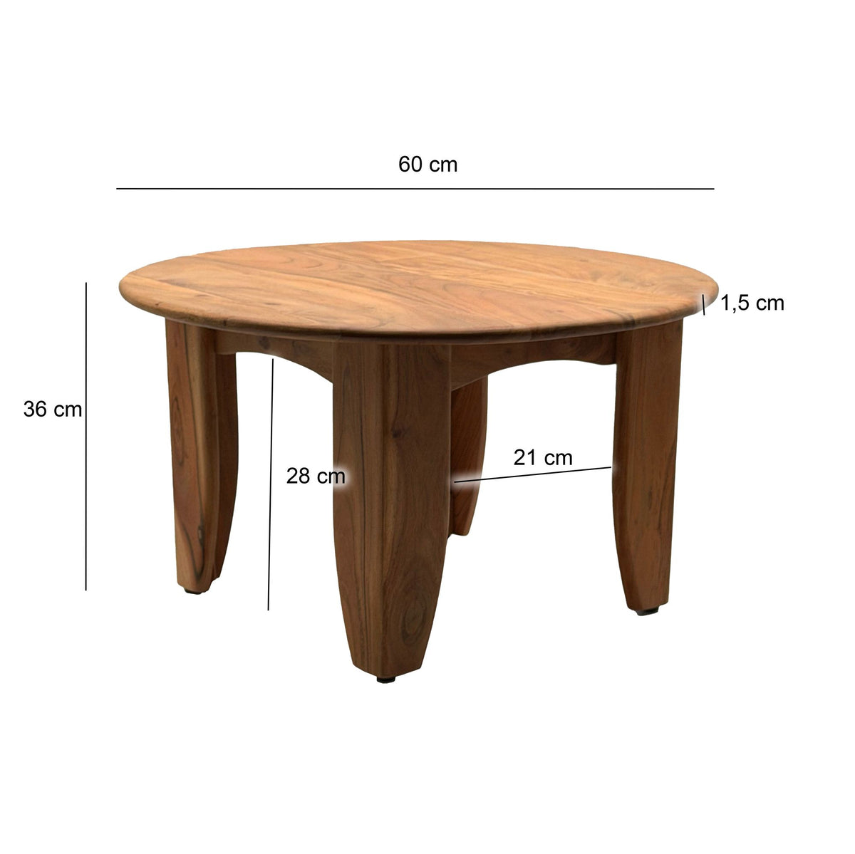 Salontafel Rond 60cm Woonkamertafel Acacia Massief Hout