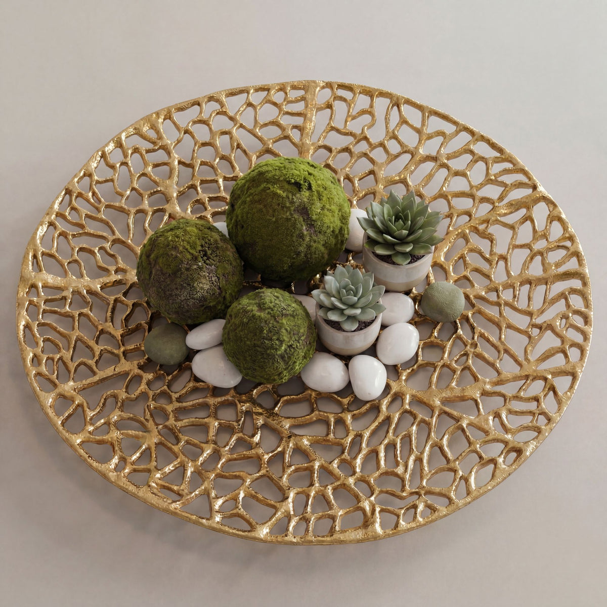 Decoratieve Schaal Rond Goud Metaal 44cm Tafeldecoratie