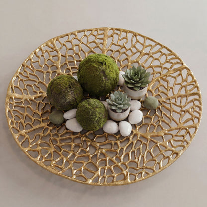 Decoratieve Schaal Rond Goud Metaal 44cm Tafeldecoratie