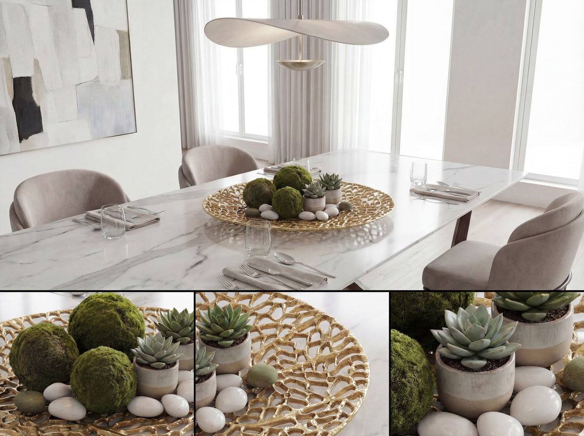 Decoratieve Schaal Rond Goud Metaal 44cm Tafeldecoratie