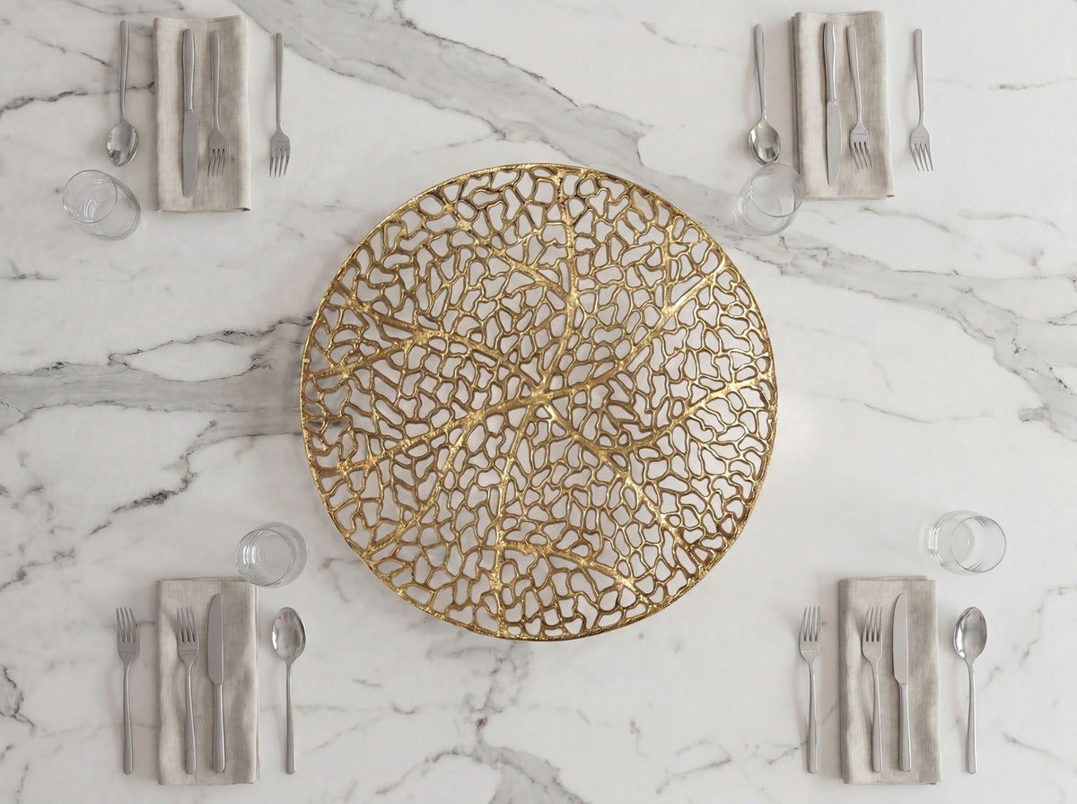 Decoratieve Schaal Rond Goud Metaal 44cm Tafeldecoratie