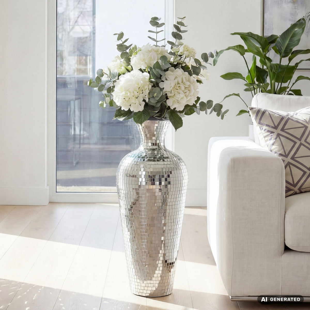 Vloervaas Aluminium 70cm Zilver - Grote Bloemenvaas