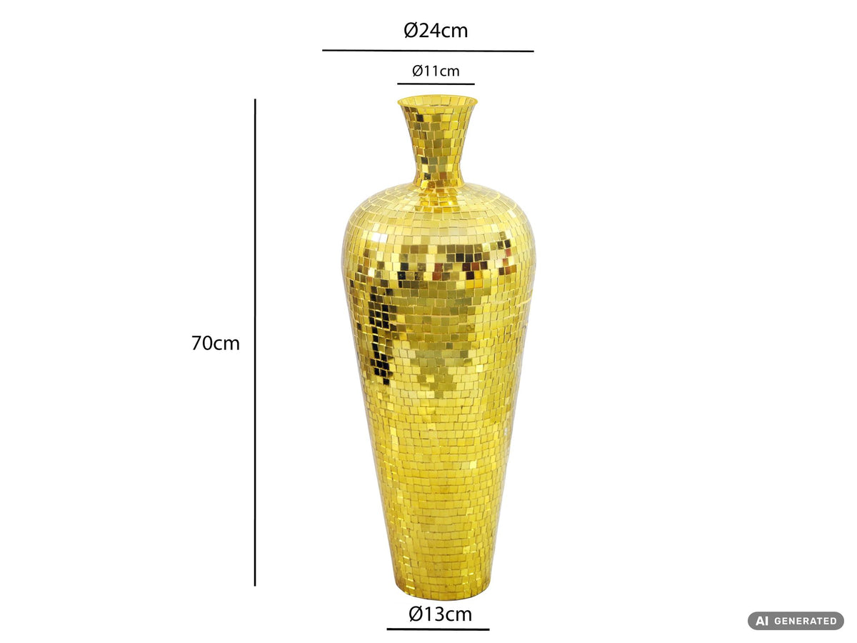 Vloervaas Aluminium 70cm Goud - Grote Bloemenvaas