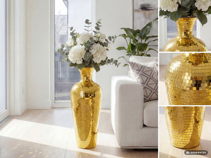 Vloervaas Aluminium 70cm Goud - Grote Bloemenvaas