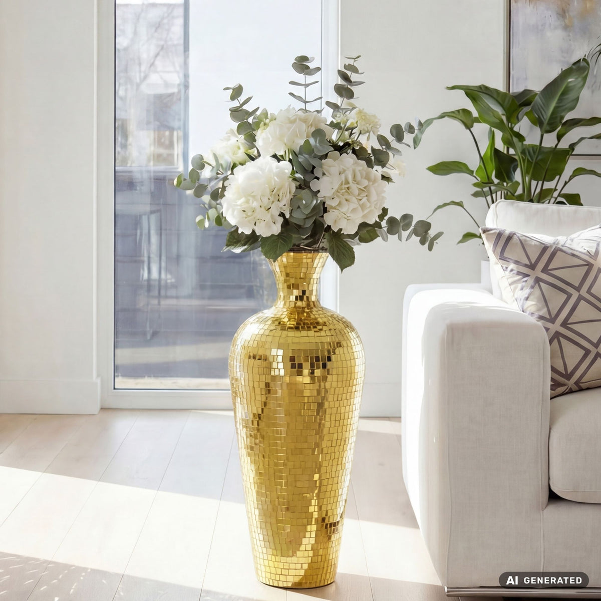 Vloervaas Aluminium 70cm Goud - Grote Bloemenvaas