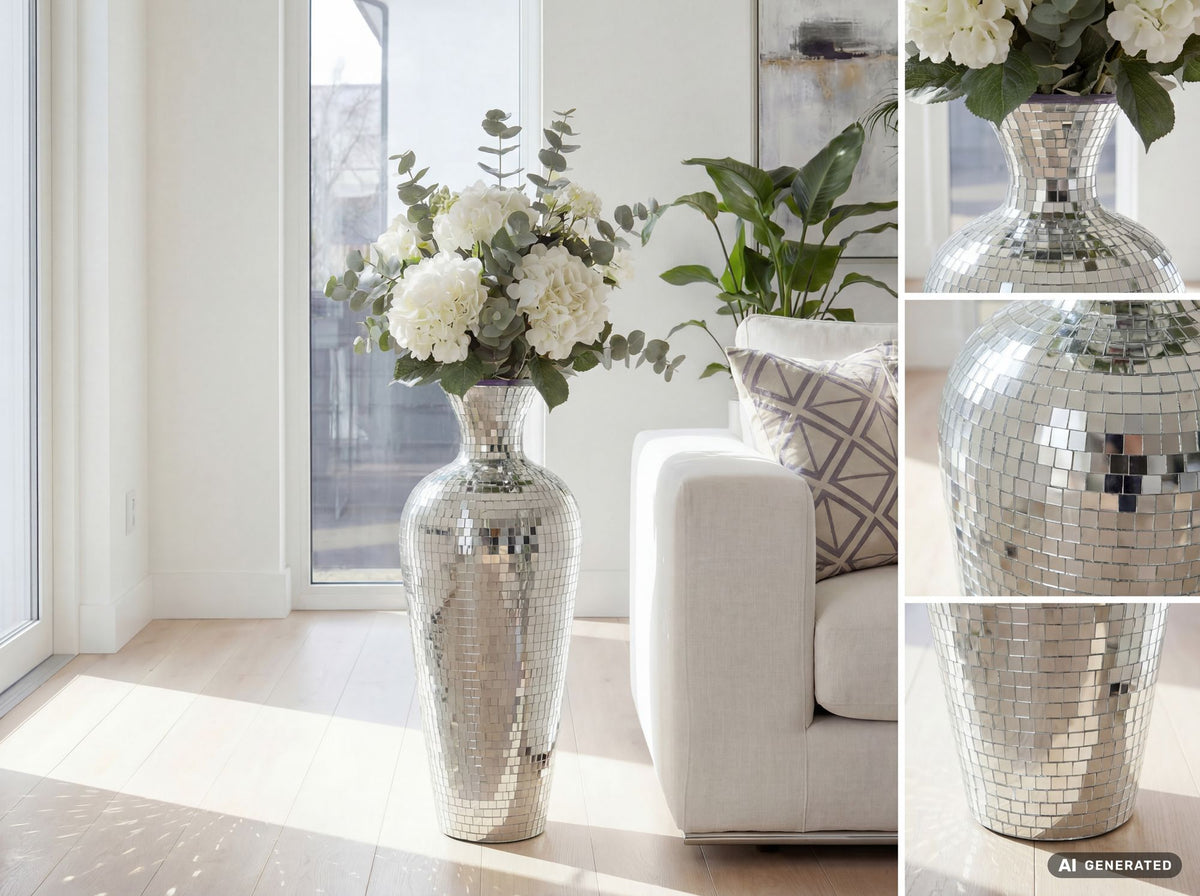 Vloervaas Aluminium 50cm Zilver - Grote Bloemenvaas