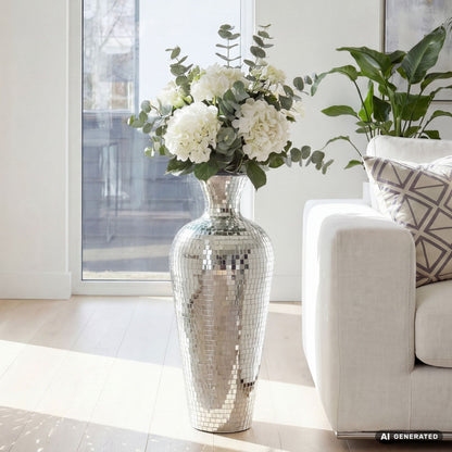 Vloervaas Aluminium 50cm Zilver - Grote Bloemenvaas
