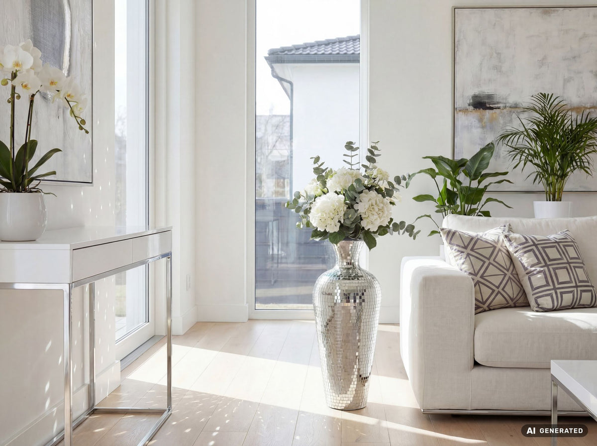 Vloervaas Aluminium 50cm Zilver - Grote Bloemenvaas