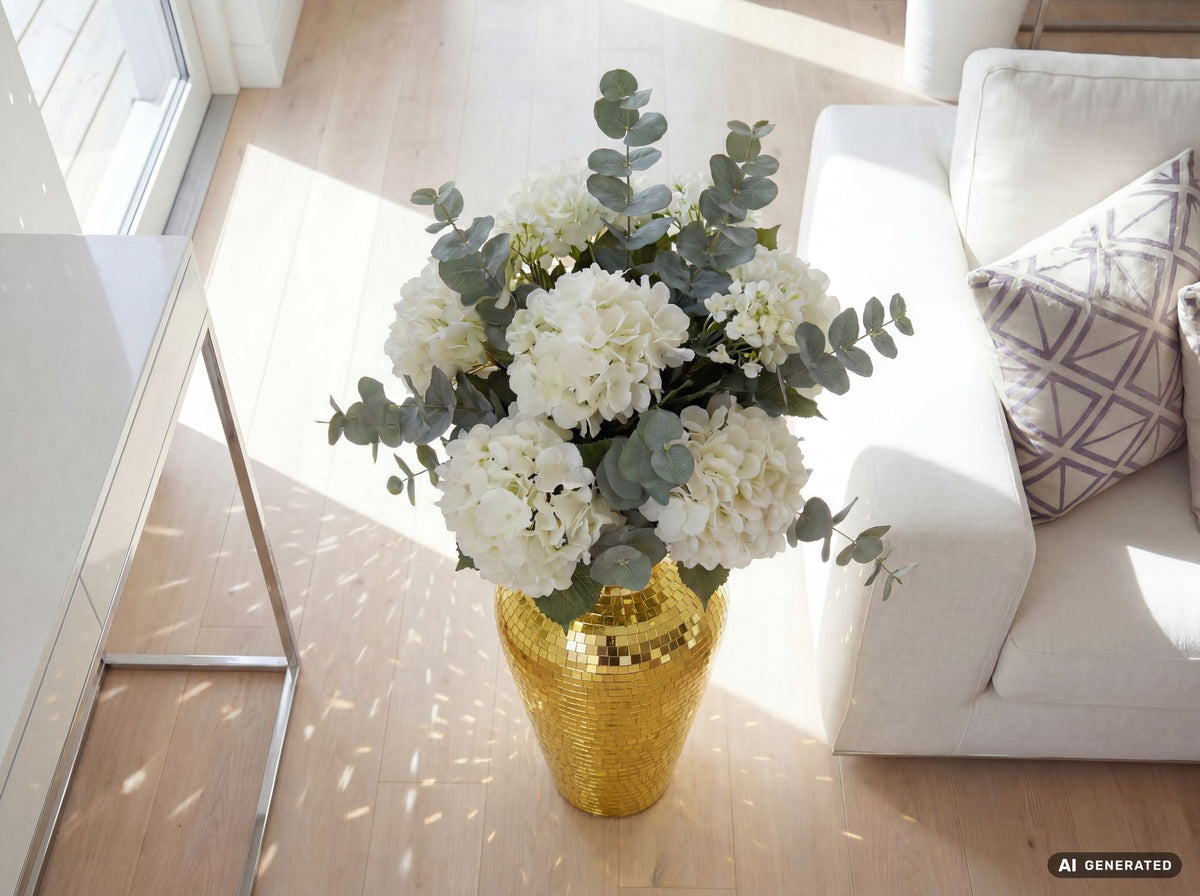 Vloervaas Aluminium 50cm Goud - Grote Bloemenvaas