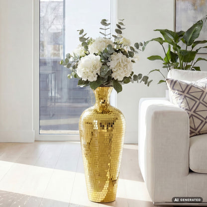 Vloervaas Aluminium 50cm Goud - Grote Bloemenvaas