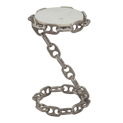 Bijzettafel Metaal met wit Marmer Tafelblad 31cm rond