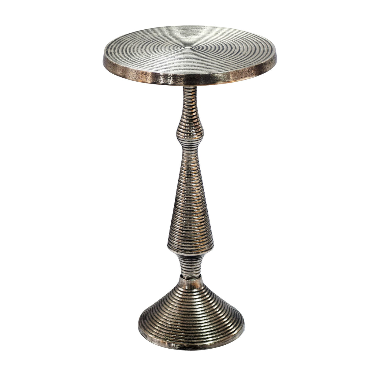 Bijzettafel Zilver 30cm Aluminium Ronde Tafel - Aanbouwtafel Metaal Decoratietafel