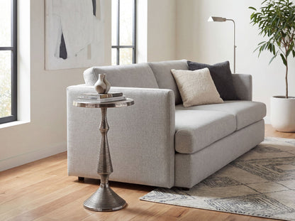 Bijzettafel Zilver 30cm Aluminium Ronde Tafel - Aanbouwtafel Metaal Decoratietafel