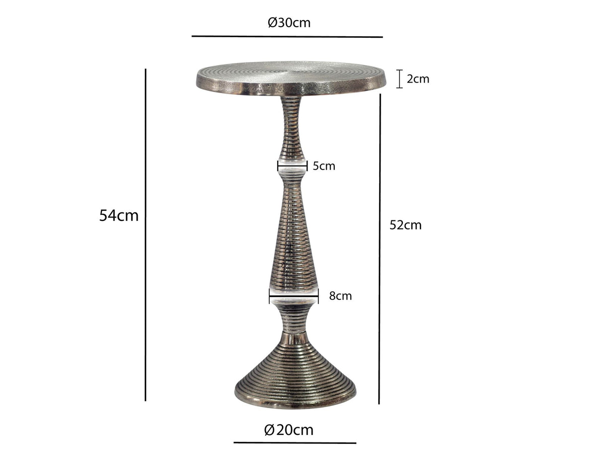 Bijzettafel Zilver 30cm Aluminium Ronde Tafel - Aanbouwtafel Metaal Decoratietafel