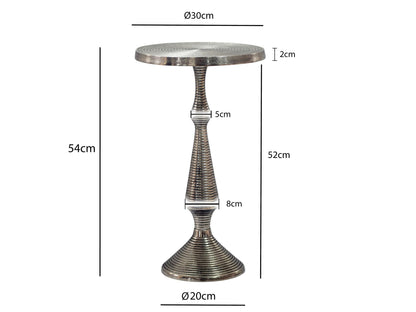 Bijzettafel Zilver 30cm Aluminium Ronde Tafel - Aanbouwtafel Metaal Decoratietafel
