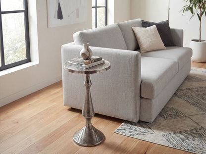 Bijzettafel Zilver 30cm Aluminium Ronde Tafel - Aanbouwtafel Metaal Decoratietafel