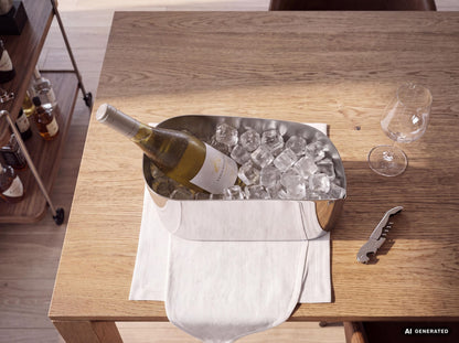 Flessenkoeler 47cm Metaal Zilver - Gebogen Design Wijnkoeler & Champagnekoeler